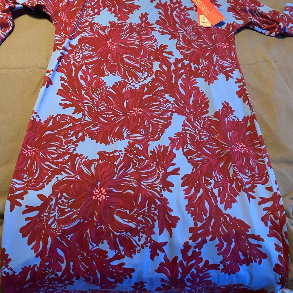 Lilly Pulitzer Blue and Red Floral Dress